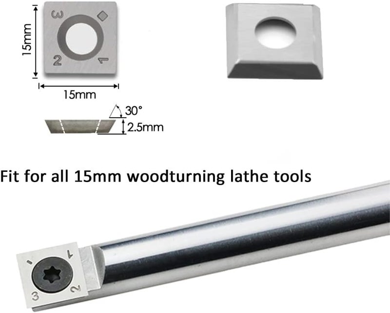 CDBP 15mm Square Straight Carbide Inserts for Woodturning, 15×15×2.5mm Replacement Cutter Knives for Woodworking Fits Spiral, Helical Planer Cutter, Head Wood, Lathe, Turning Tools, Ci1, 10pcs - Image 5
